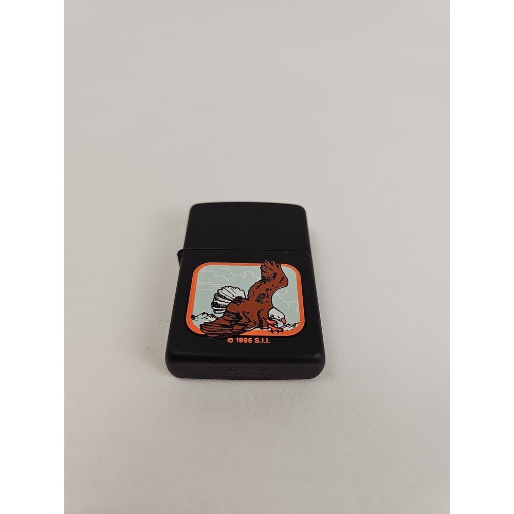 1995 Zippo Black Matte Bald Eagle Wildlife Lighter Vintage